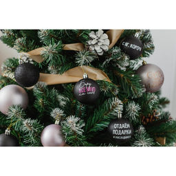 Шары ёлочные новогодние «Беру все вино на себя», пластик, d=6, 6 шт., чёрные, розовые