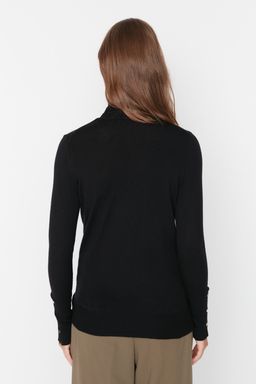 Siyah Merserize Gorunumlu Premium Iplik / Ozel Iplik Basic Triko Kazak TWOAW23KZ01514