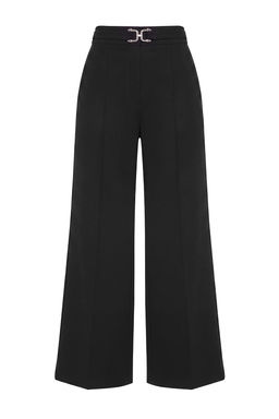 Siyah Toka Detayl_ Wide Leg/Geni_ Pa_a Kuma_ Pantolon TWOAW27PL00033
