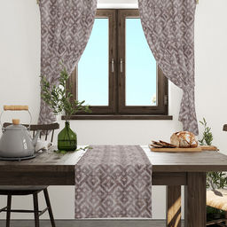 Шторы для кухни, 2шт 103х160см "Тотем", на шторной ленте, рогожка, хлопок "Комфорт" 171г/м2, упаковка классическая 28х41см, "Домашняя мода" (Россия)