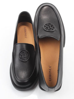 03-DLG13-1 BLACK Лоферы женские (натуральная кожа)