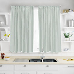 Шторы для кухни, 2шт 148х160см "Виши" полоса, на шторной ленте, рогожка, хлопок "Премиум" 186г/м2, упаковка классическая 28х41см, "Домашняя мода" (Россия)