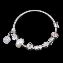 Браслет Пандора Шамбала и жемчужина с символами благополучия металл