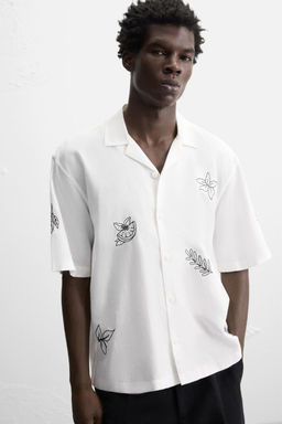 EMBROIDERED COTTON/LINEN SHIRT - Zara фото 5