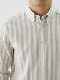Regular Fit Uzun Kollu ?izgili Poplin Erkek G?mlek