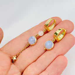 Серьги из Голубого агата и Лунного камня