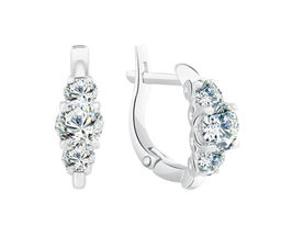 Серьги с фианитом родированные серебро 925*/11-0214