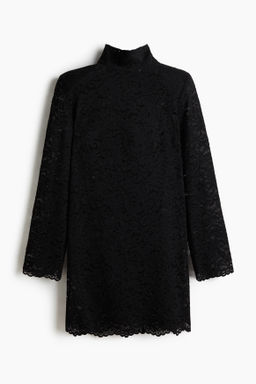 Vestido de encaje con cuello perkins