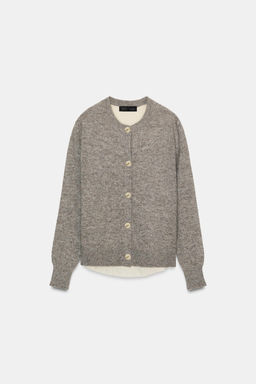 CONTRAST KNIT CARDIGAN WITH BELT - Zara фото 6