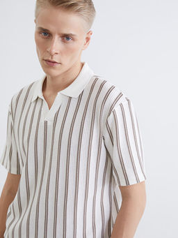 Polo Yaka ?izgili Penye Erkek Ti??rt