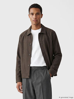 Loose Fit G?mlek Yaka Erkek Mont