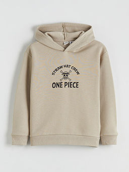 One Piece Bask?l? Erkek ?ocuk Kal?n Sweatshirt