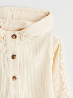 Kap??onlu Dantel Detayl? K?z ?ocuk Ceket