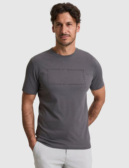 Koyu Gri Regular Fit %100 Pamuk Bisiklet Yaka Ti__rt