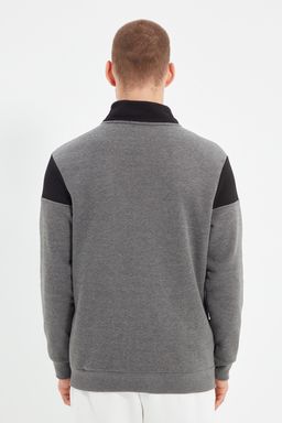 TRENDYOL MAN Lacivert-Gri Melanj Regular Fit Uzun Kollu Dik Yaka Fermuarl? Sweatshirt TMNAW22SW0720 - Trendyolmilla фото 9