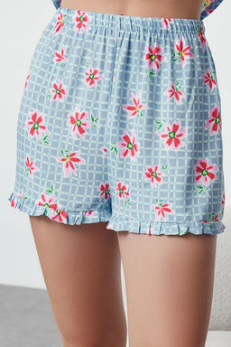 Trendyolmilla Kad?n Mini Me/Anne K?z Pembe Cicekli F?rf?rl? Viskon Sortlu Dokuma Pijama Tak?m? THMSS23PT00167 фото 9