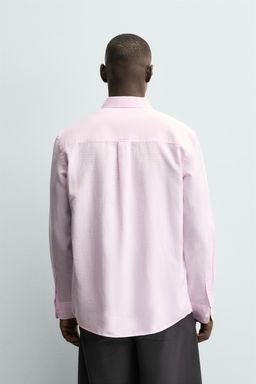 CAMISA REGULAR FIT LINO - ALGOD?N / Rosa - Zara фото 3