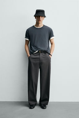 PANTAL?N WIDE  FIT CROPPED / Gris Antracita