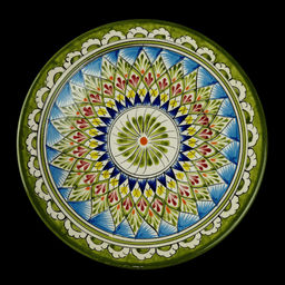 Тарелка 28см, плоская Риштанская керамика Салатовый