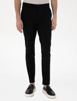 Siyah Slim Fit Basic Kanvas Pantolon