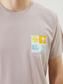 Bisiklet Yaka K?sa Kollu Bask?l? Penye Erkek Ti??rt