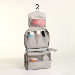 Косметичка-несессер дорожная на молнии, с карманом, крючком, ручкой, серая - Simaland фото 2