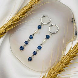 Серьги длинные из Содалита и Жемчуга - Радуга самоцветов фото 2