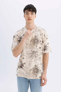 Футболка Comfort Fit с круглым вырезом и короткими рукавами с рисунком - Defacto фото 4