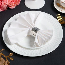 Набор салфеток с декоративными кольцами White pleasure, 40×40 см - 4 шт., 100% хлопок, саржа 190 г/м²