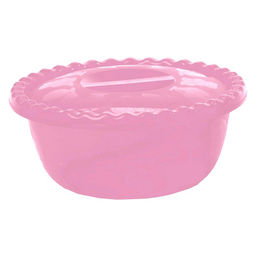 Миска п/эт. 3л круглая с крышкой (розовый) (М1316)