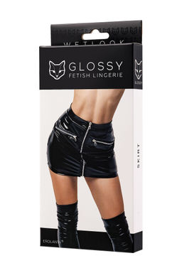 Юбка Glossy Billie из материала Wetlook, черный, M