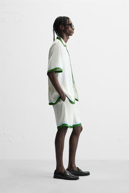 PRINTED SATIN BERMUDA SHORTS - Zara фото 13