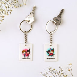 Цена за 2 шт. Брелок для ключей парный «Наша любовь это...», акриловый, 13,3 х 8