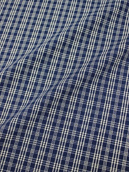 Пестрядь этнографическая под домоткань Белая клетка на темно-синем, ш.1.6м, хлопок-100%