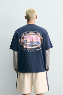 CAMISETA ESTAMPADO N?UTICO COMBINADO / Marino