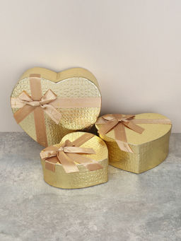 Коробка подарочная Сердце 3 штуки 22х20х9 см / 3405-02 /уп 36/золото - ГалеонТрейд фото 3