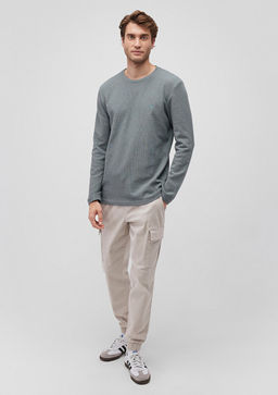 Uzun Kollu Yesil Basic Tisort