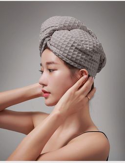 Полотенце-чалма  вафельное  для сушки волос беж