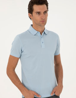 Голубая базовая футболка узкого кроя - Cacharel фото 3