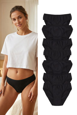 Trendyolmilla Mavi-Cok Renkli 7li Paket Pamuklu Klasik Orme Kulot THMSS25KU00029  фото 9