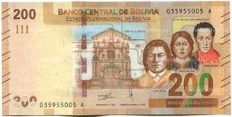 200 боливиано 1986 (2019) года Боливия Боливия многонациональная страна