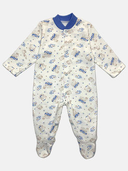 Комбинезон футер с длинным рукавом, арт.C-KB152-ITn, бело-голубой - Мамин малыш фото 2