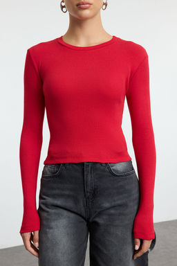 Trendyolmilla Siyah-Haki 2li Paket Fitted/Vucuda Oturan Bisiklet Yaka Crop Fitilli Esnek Orme Bluz TWOAW22BZ0331  фото 12