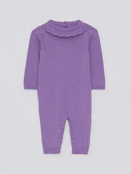 Bisiklet Yaka Uzun Kollu Basic K?z Bebek Triko Tulum