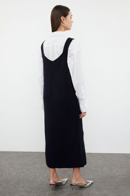 Lacivert Maxi V Yaka Jile Triko Elbise TWOAW24EL00011