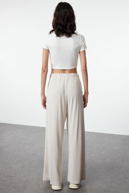 TRENDYOLMILLA Tas Pilili Wide Leg/Rahat Kesim Esnek Orme Pantolon TWOAW25PL00073  фото 5