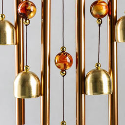 Музыка ветра «Ожерелье и сердце», металл, пластик, 4 трубки, 5 колокольчиков, 54 см