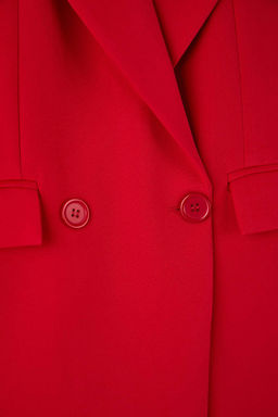 K?rm?z? Regular Astarl? Kruvaze Kapama Dokuma Blazer Ceket TWOSS20CE0059