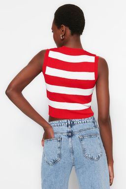 K?rm?z? Crop Cizgili Ince Bluz TWOSS22BZ1173