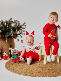 Набор для фотосессии «Крошка Я. Рождественский олененок»: юбка и ободок, красный, рост 68-92 см